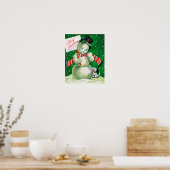 ヴィンテージクリスマス雪だるまとドッグポスター ポスター (キッチン)