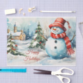 ヴィンテージクリスマス雪だるまイラストレーション 薄葉紙 (クラフト)