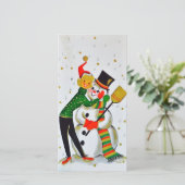 ヴィンテージクリスマス雪だるまウィズガール シーズンカード (スタンド正面)