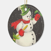 ヴィンテージクリスマス雪だるまカスタマイズ セラミックオーナメント (左)