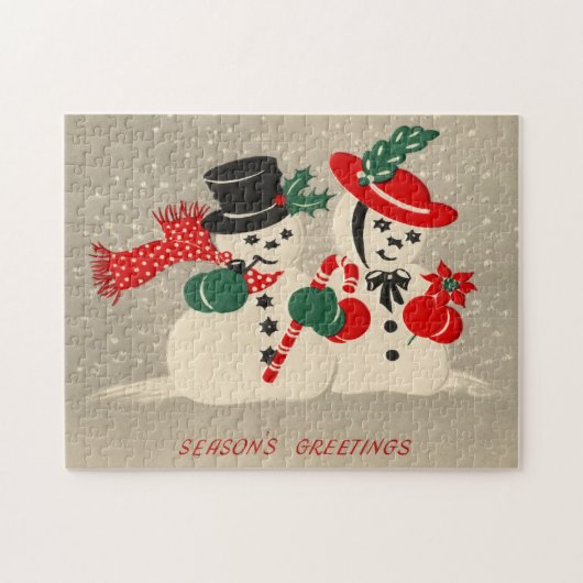 ヴィンテージクリスマス雪だるまクリスマスパズル ジグソーパズル (横)