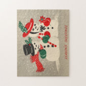 ヴィンテージクリスマス雪だるまクリスマスパズル ジグソーパズル (縦)