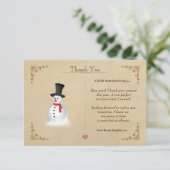 ヴィンテージクリスマス雪だるまサンキューノートカード サンキューカード (スタンド正面)