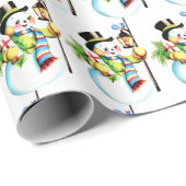 ヴィンテージクリスマス雪だるまタイルパーティー ラッピングペーパー (ロールコーナー)