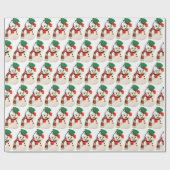 ヴィンテージクリスマス雪だるまタイルパーティー ラッピングペーパー (フラット)