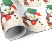 ヴィンテージクリスマス雪だるまタイルパーティー ラッピングペーパー (ロールコーナー)