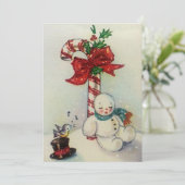 ヴィンテージクリスマス雪だるまバイキャンディーケーン シーズンカード (スタンド正面)