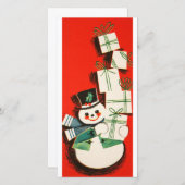 ヴィンテージクリスマス雪だるまホリデーカード シーズンカード (正面/裏面)