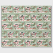 ヴィンテージクリスマス雪だるまホリデーパーティーのラップ ラッピングペーパー (フラット)