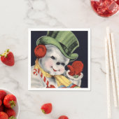 ヴィンテージクリスマス雪だるまホリデー紙ナプキンス スタンダードカクテルナプキン (インサイチュ)