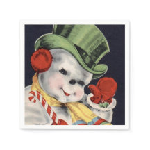 ヴィンテージクリスマス雪だるまホリデー紙ナプキンス