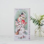 ヴィンテージクリスマス雪だるまホールディングエンジェル シーズンカード (スタンド正面)