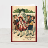 ヴィンテージクリスマス雪だるま冬 カード (正面)