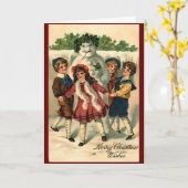 ヴィンテージクリスマス雪だるま冬 カード (黄色い花)