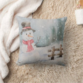 ヴィンテージクリスマス雪だるま冬 クッション (ブランケット)