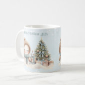 ヴィンテージクリスマス雪だるま名文字ブルースノーマイマグ コーヒーマグカップ (正面左)