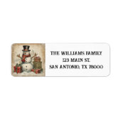 ヴィンテージクリスマス雪だるま差出人住所 ラベル (正面)