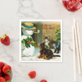 ヴィンテージクリスマス雪だるま猫パーティーナプキン スタンダードカクテルナプキン (インサイチュ)