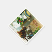 ヴィンテージクリスマス雪だるま猫パーティーナプキン スタンダードカクテルナプキン (角)