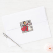 ヴィンテージクリスマス雪だるま踊りウィズガール スクエアシール (封筒)