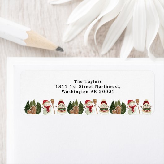 ヴィンテージクリスマス雪だるま返送先住所ラベル ラベル (インサイチュ)