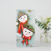 ヴィンテージクリスマス雪だるま シーズンカード (スタンド正面)