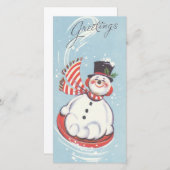 ヴィンテージクリスマス雪だるま シーズンカード (正面/裏面)