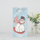 ヴィンテージクリスマス雪だるま シーズンカード (スタンド正面)