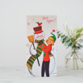 ヴィンテージクリスマス雪だるま シーズンカード (スタンド正面)