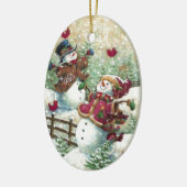 ヴィンテージクリスマス雪だるま セラミックオーナメント (左)