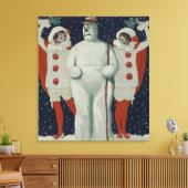 ヴィンテージクリスマス雪だるま&レディース キャンバスプリント (インサイチュ (リビング))