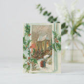 ヴィンテージクリスマス雪の教会 シーズンポストカード (スタンド正面)