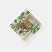 ヴィンテージクリスマス雪の教会 スタンダードカクテルナプキン (角)