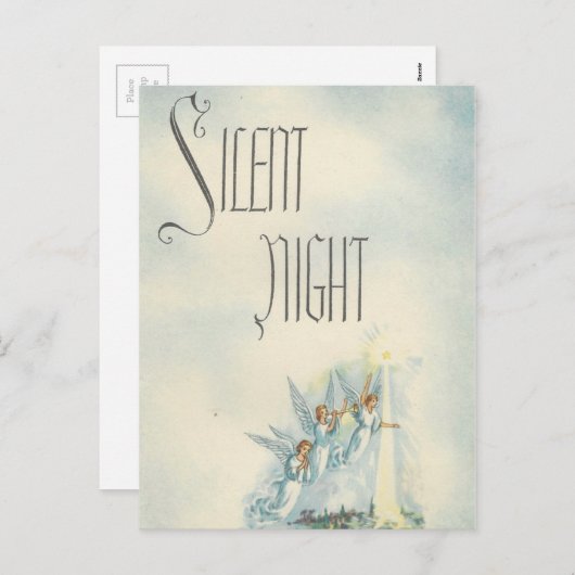 ヴィンテージクリスマス静かナイトエンジェル シーズンポストカード (正面/裏面)