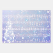 ヴィンテージクリスマス音楽の背景 – 青 ラッピングペーパーシート (正面)