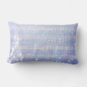 ヴィンテージクリスマス音楽の背景 – 青 ランバークッション