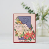 ヴィンテージクリスマス音楽名前をカスタムする シーズンポストカード (スタンド正面)