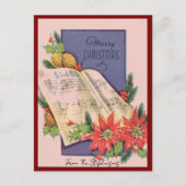 ヴィンテージクリスマス音楽名前をカスタムする シーズンポストカード (正面)
