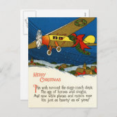 ヴィンテージクリスマス飛行機 シーズンポストカード (正面/裏面)