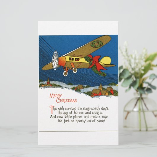 ヴィンテージクリスマス飛行機 便箋 (スタンド正面)