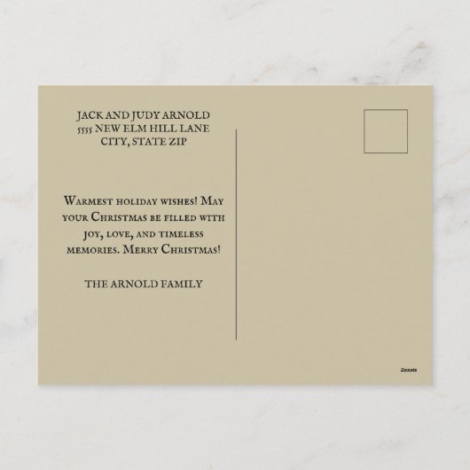 ヴィンテージクリスマス飾の子どもたちの木 シーズンポストカード (裏面)