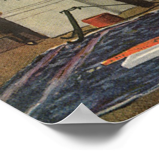 ヴィンテージクリスマス飾、家族の家 ポスター (角)