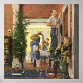 ヴィンテージクリスマス飾、家族の家 ポスター (正面)