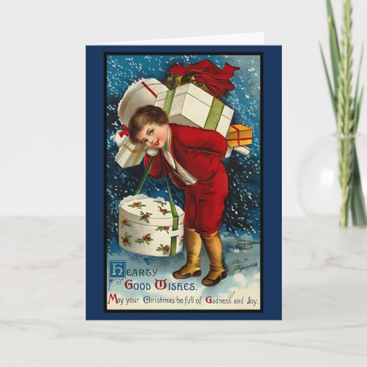 ヴィンテージクリスマス1940sメパーソナライズされたッセージ カード (正面)