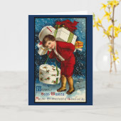 ヴィンテージクリスマス1940sメパーソナライズされたッセージ カード (黄色い花)