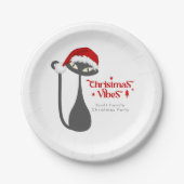 ヴィンテージクリスマス1950年代アトミックパーソナライズされた猫 ペーパープレート (正面)