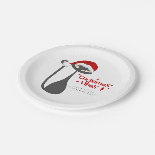 ヴィンテージクリスマス1950年代アトミックパーソナライズされた猫 ペーパープレート (アングル)