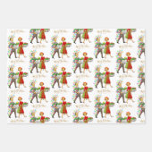 ヴィンテージクリスマス1950年代カップルのメリークリスマス ラッピングペーパーシート (正面3)