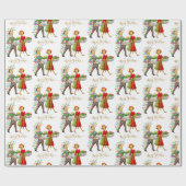 ヴィンテージクリスマス1950年代カップルのメリークリスマス ラッピングペーパー (フラット)