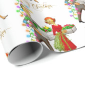 ヴィンテージクリスマス1950年代カップルのメリークリスマス ラッピングペーパー (ロールコーナー)